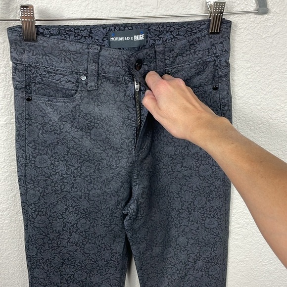 Morris & Co x Paige High Rise Manhattan Boot Cut Jeans Floral Mallow Coated 24 - Picture 5 of 14